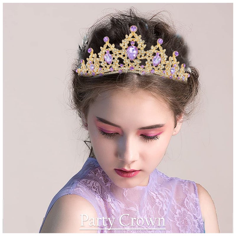 SuPoo Purple Crowns for Women Birthday Crown Purple Gems Princess Crown Tiaras for Girls Crystal Headband Rhinestone Queen Bride Tiara Decoration for Halloween Wedding Party Prom Gifts - Image 2